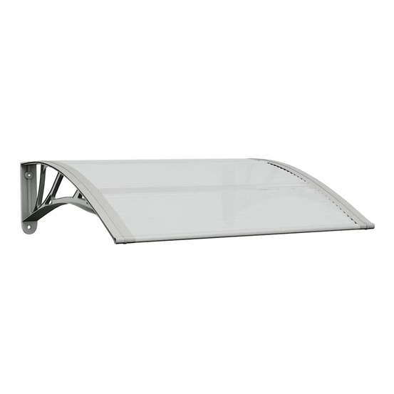 Auvent de porte gris et transparent 80 x 75 cm en polycarbonate