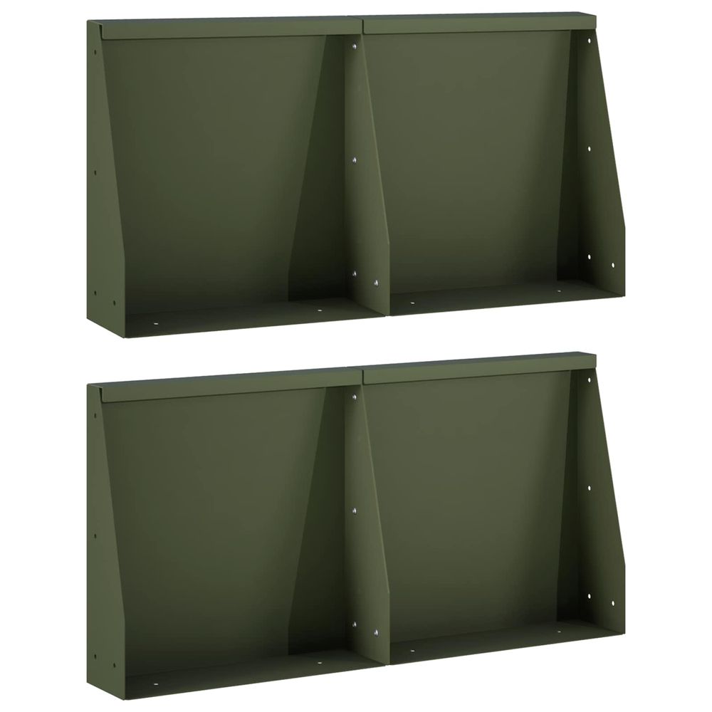 Mur de soutènement 4 pc 40 x 12 x 40 cm acier vert olive