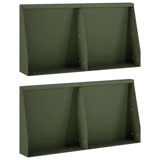 Mur de soutènement 4 pc 40 x 12 x 40 cm acier vert olive