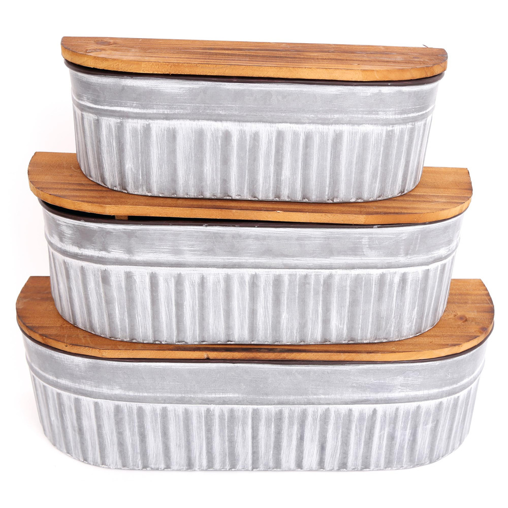 Set étagères de rangement en zinc (lot de 3)