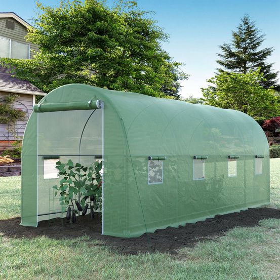 Serre tunnel de jardin 10 m² pe acier 500 x 200 x 205 cm verte potager ventilation - comfortxl outdoor living