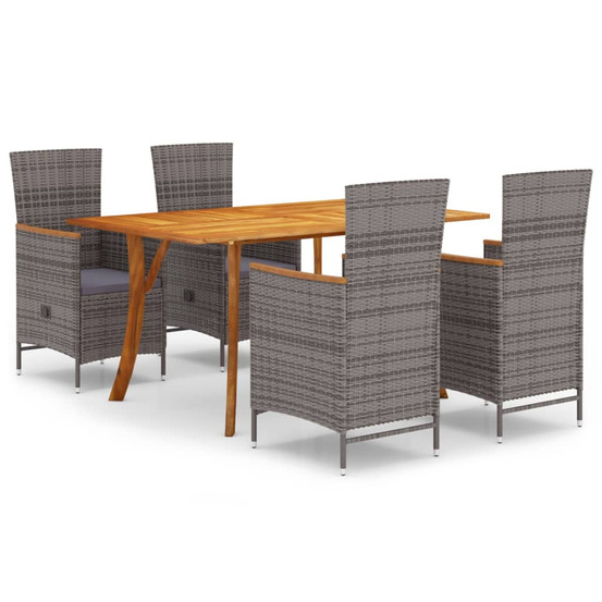 Ensemble à manger de jardin 5 pcs gris