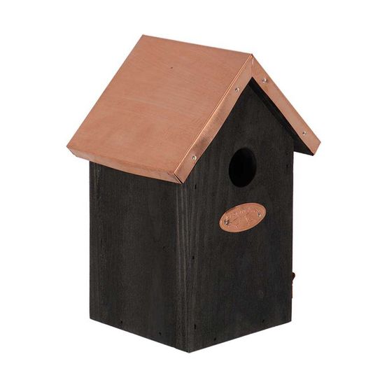 Nichoir à oiseaux en pin et cuivre troglodyte