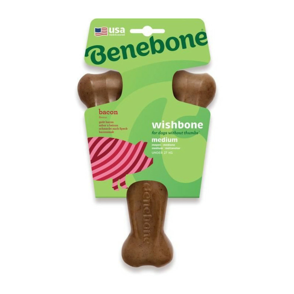 Benebone - jouet os a macher pour chien adulte saveur bacon, taille m