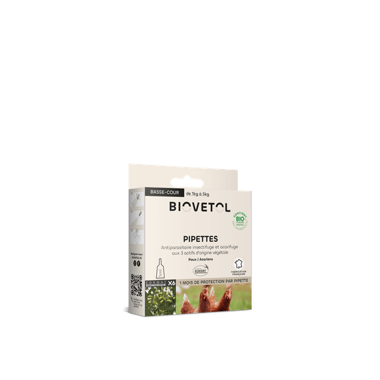 Pipettes anti puces basse-cour - bio - certifié ecocert - 6 pipettes*1ml