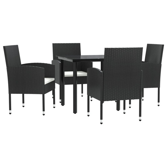 Ensemble à manger de jardin 5 pcs noir résine tressée et acier