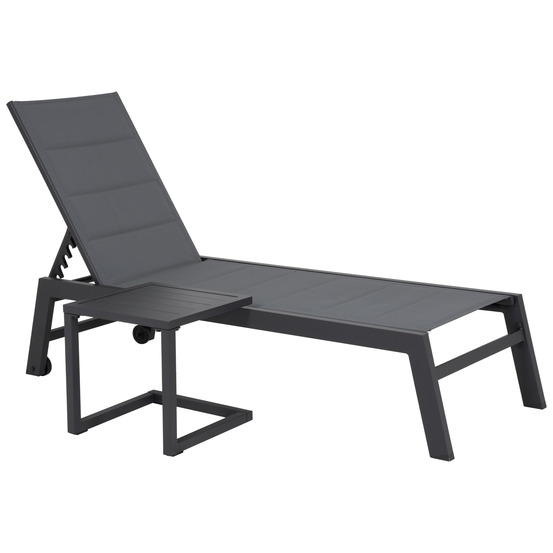 Set transat et table d'appoint barbados textilène gris - aluminium anthracite