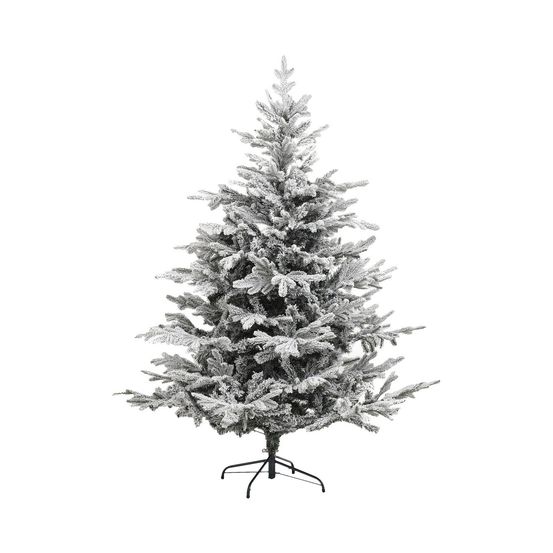 Sapin de noël artificiel vert floqué blanc et pailleté qualité premium h 180 cm