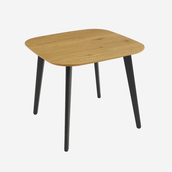 Table à manger carrée décor bois pieds métal noir 4 places