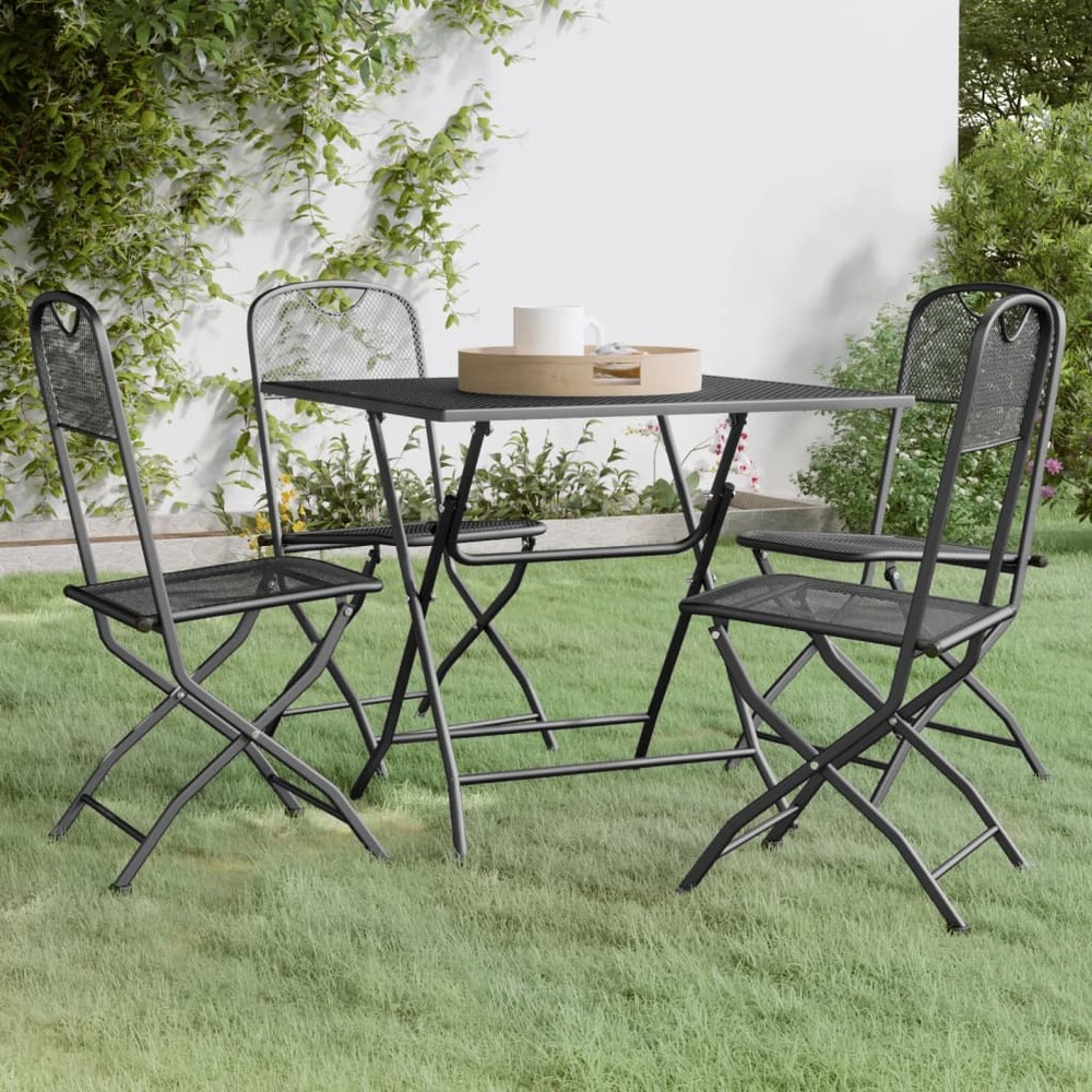 Ensemble à manger de jardin 5 pcs maille métal anthracite