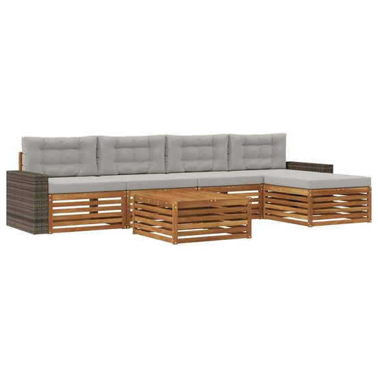 Ensemble de canapés d'extérieur 6 pc naturel et gris clair