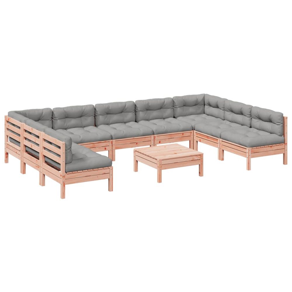 Salon de jardin avec coussins 10 pcs bois massif sapin douglas