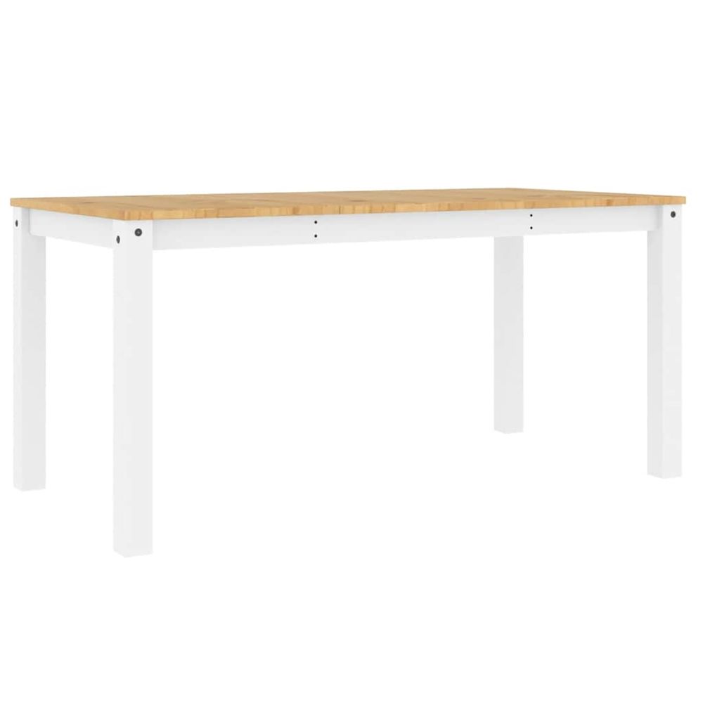 Table à manger panama blanc 160x80x75 cm bois massif de pin