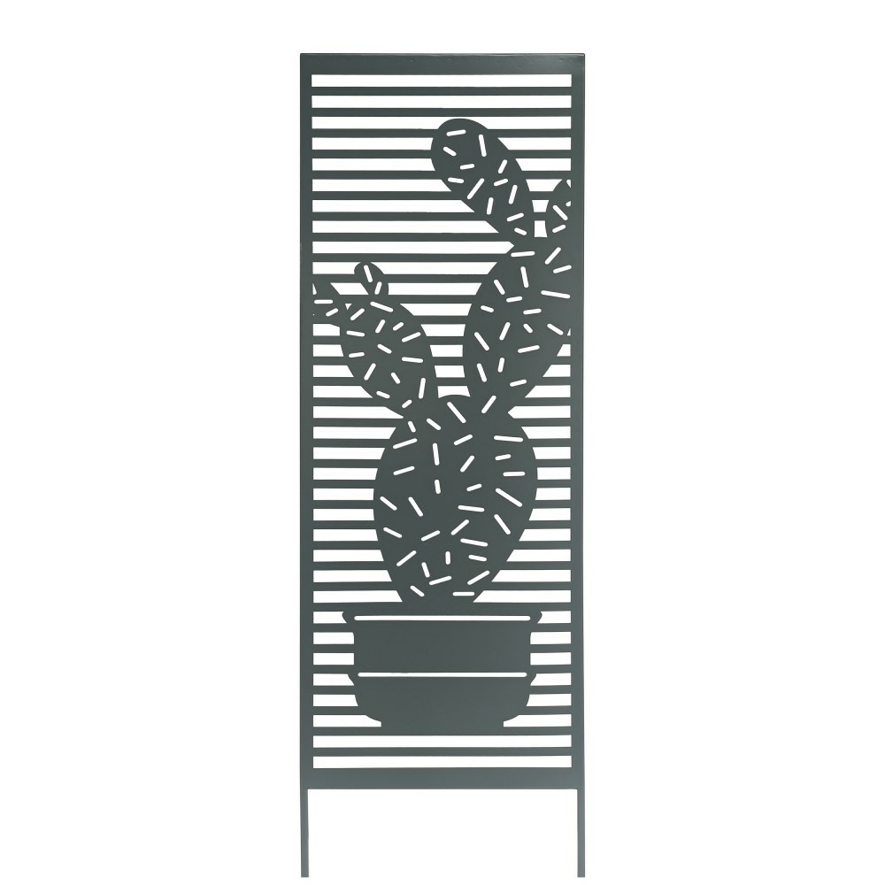 Trellis métal décoratif à planter cactus - 0,33 x 1,20 m - bleu/vert