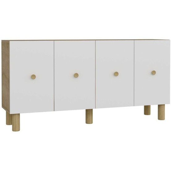 Buffet 4 portes en aggloméré mono bohem blanc