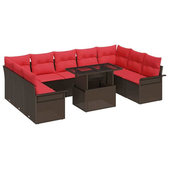 Ensemble de canapé de jardin 10 pc marron poly rattan