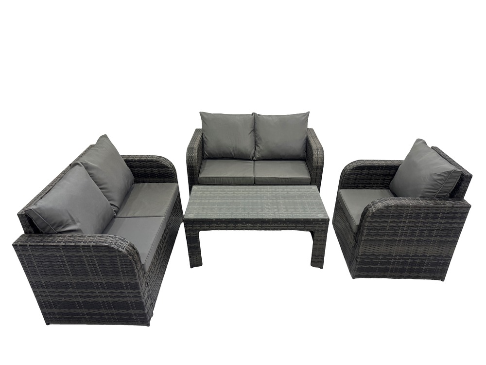 Ensembles de meubles de jardin ensemble de canapés en rotin avec table basse rectangulaire canapé à deux places