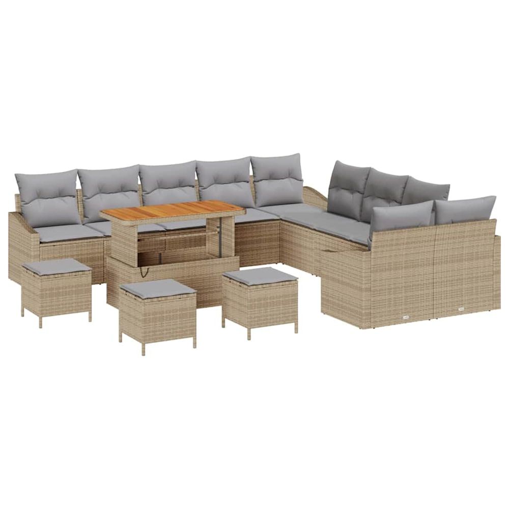 Ensemble de canapé de jardin 13 pcs beige poly rotin