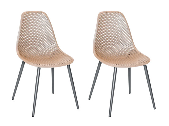 Lot de 2 chaises de jardin en aluminium et résine coloris taupe malte
