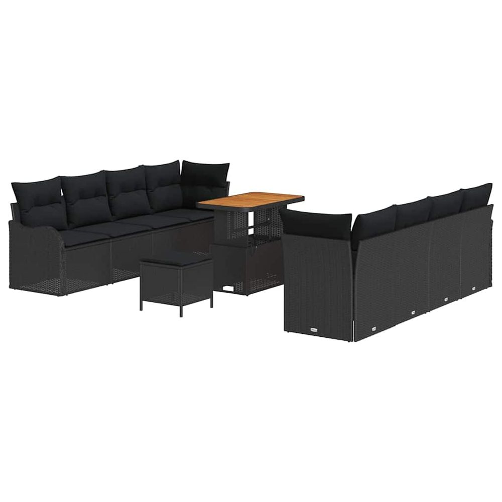 Ensemble de canapé de jardin 11 pc noir polyrotin
