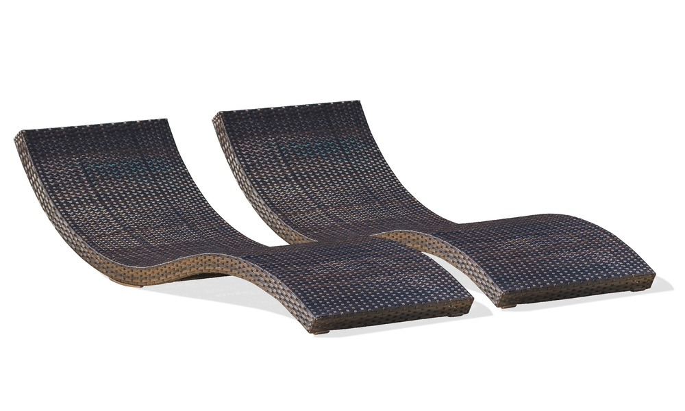 Lot de 2 bains de soleil cancun chocolat en résine tressée