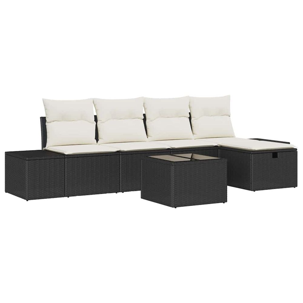 Ensemble de canapé de jardin 6 pc noir polyrotin