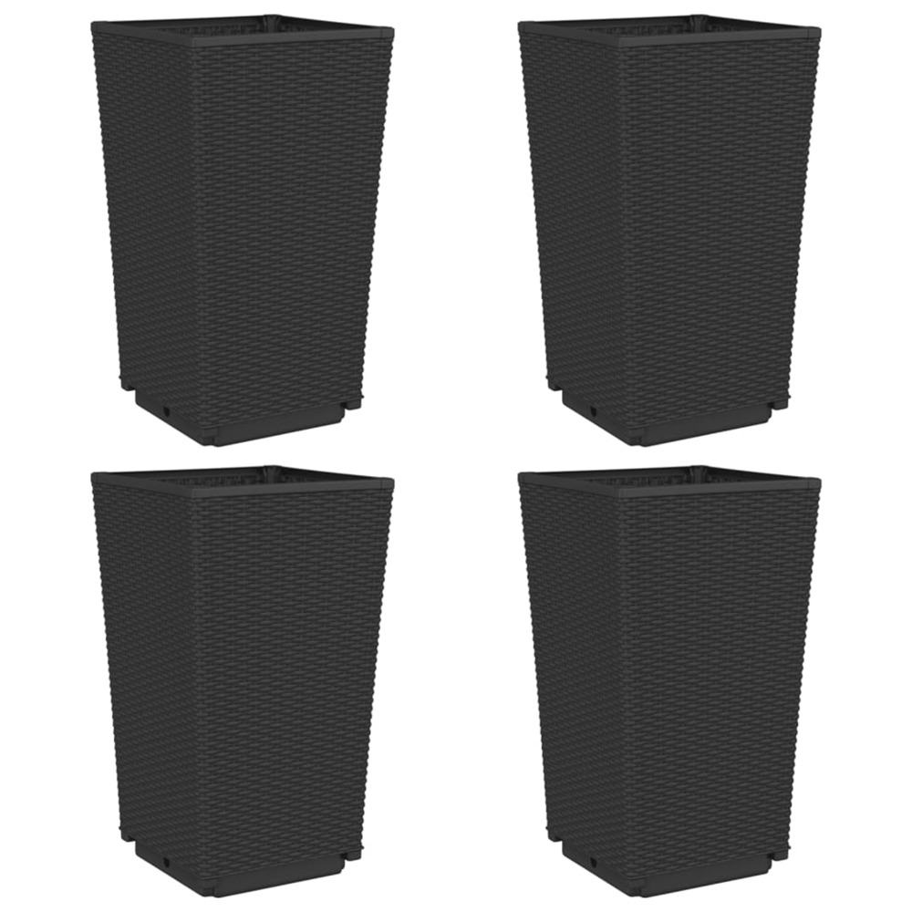 Jardinière d'extérieurs 4 pcs noir 32,5x32,5x57 cm polypropylène