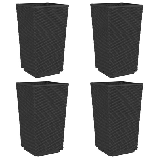 Jardinière d'extérieurs 4 pcs noir 32,5x32,5x57 cm polypropylène