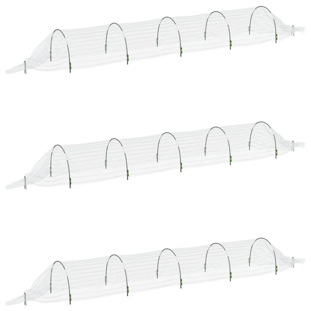 Tunnels en filet 3 pcs 1,5x5 m fibre de verre et pp