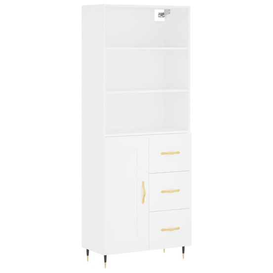 Buffet bahut commode armoire meuble de rangement organisateur cuisine salle de séjour salon haut 69,5 x 34 x 180 cm bois d'in