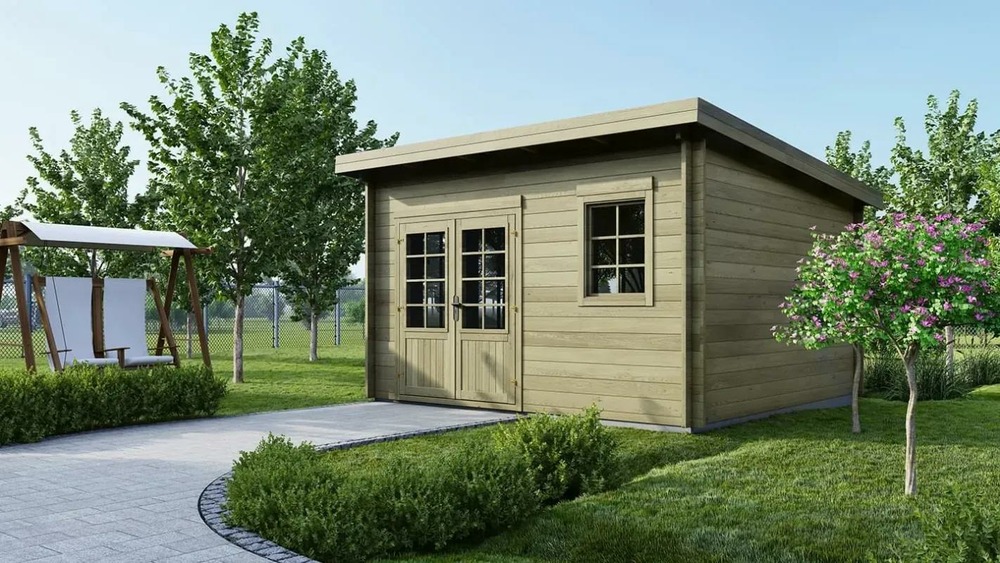 Abri de jardin en bois - 16m2 - 4x4m - traité - ep. 40mm - couleur: vert - dom716 - altanka