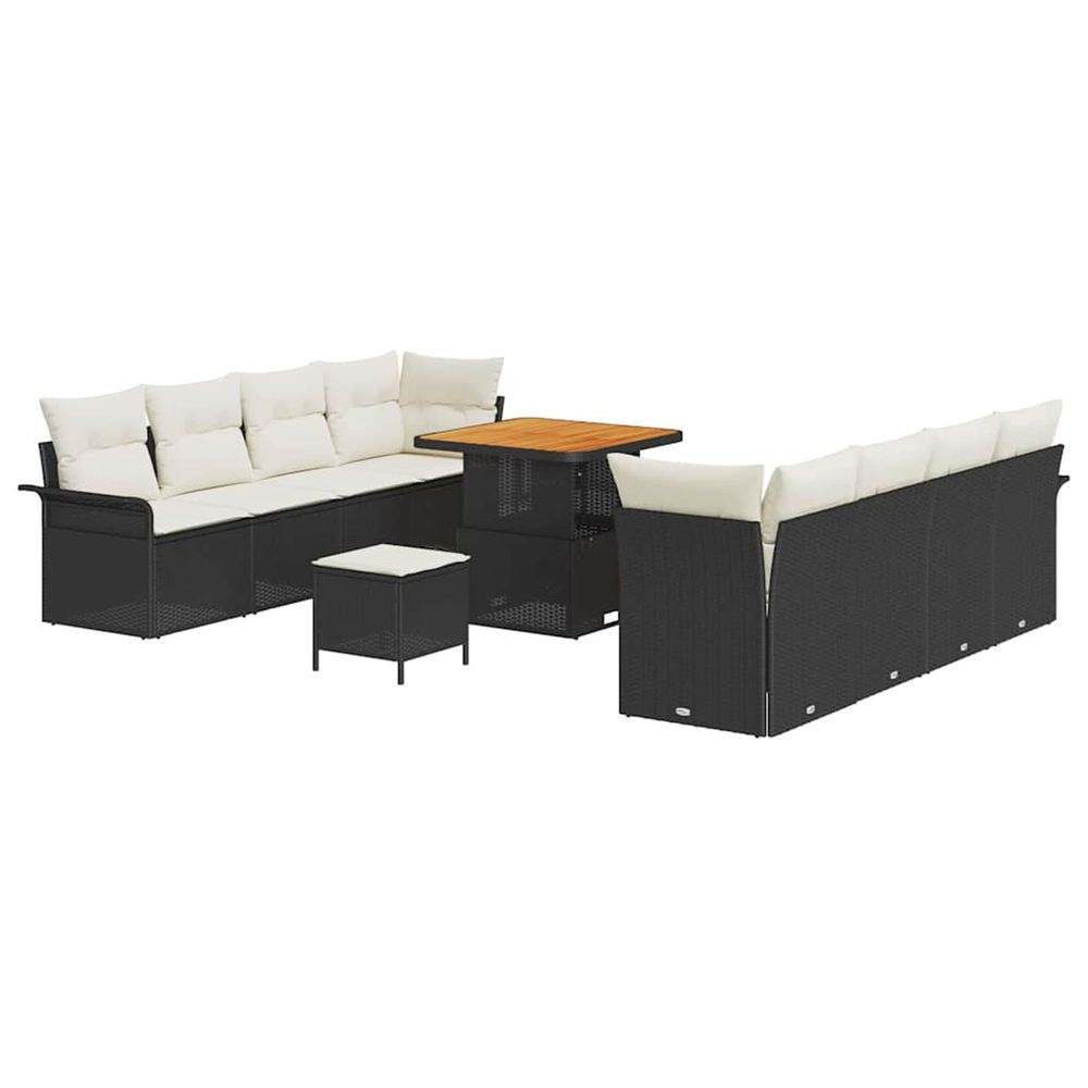 Ensemble de canapé de jardin 11 pc noir polyrotin