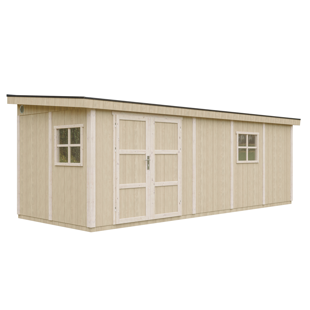 Abri de jardin qualité premium 14,30 m² - h231x248x648 cm - timbela m941
