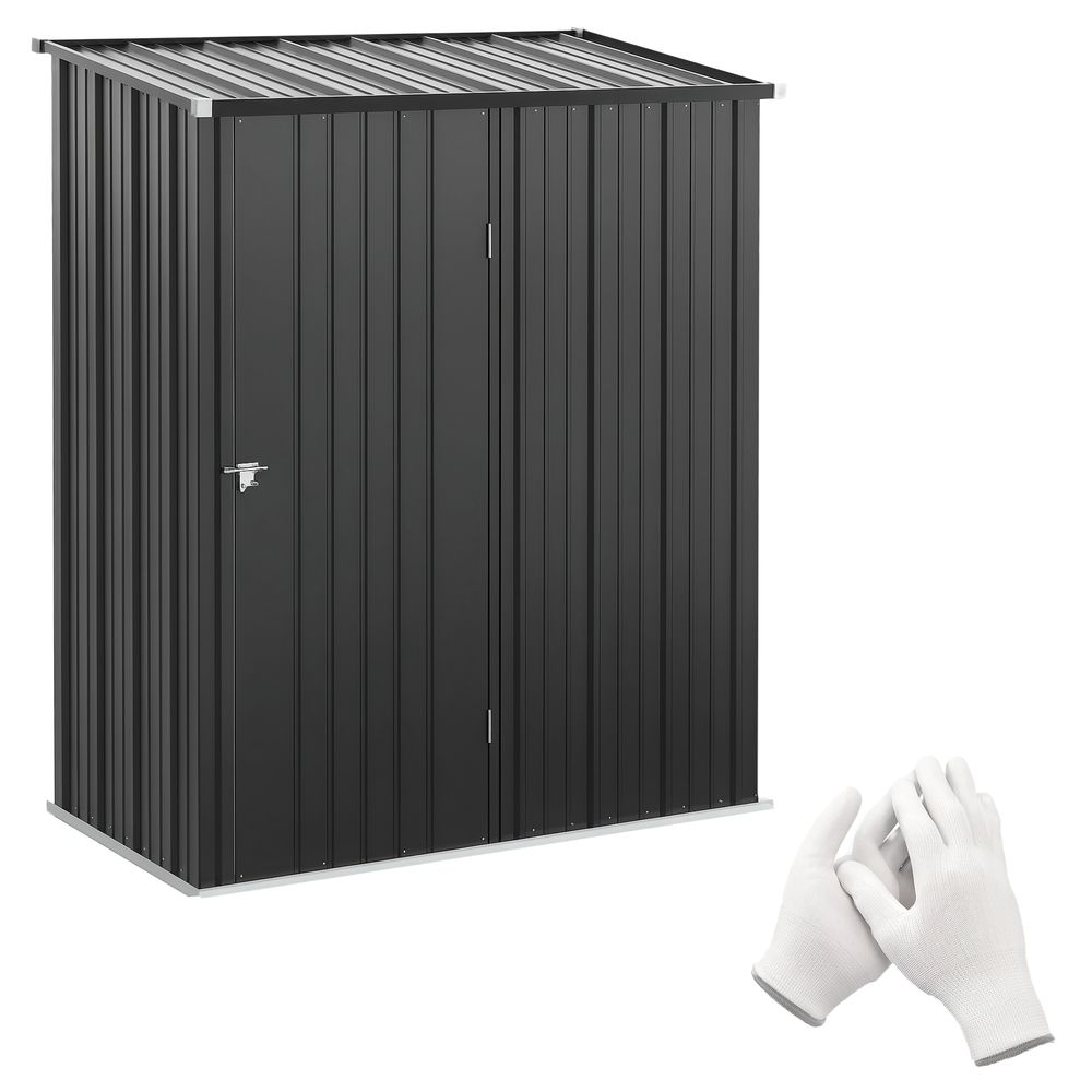 Abri de jardin acier galvanisé noir 161,5 x 94,5 x 196 cm porte verrouillable - comfortxl outdoor living