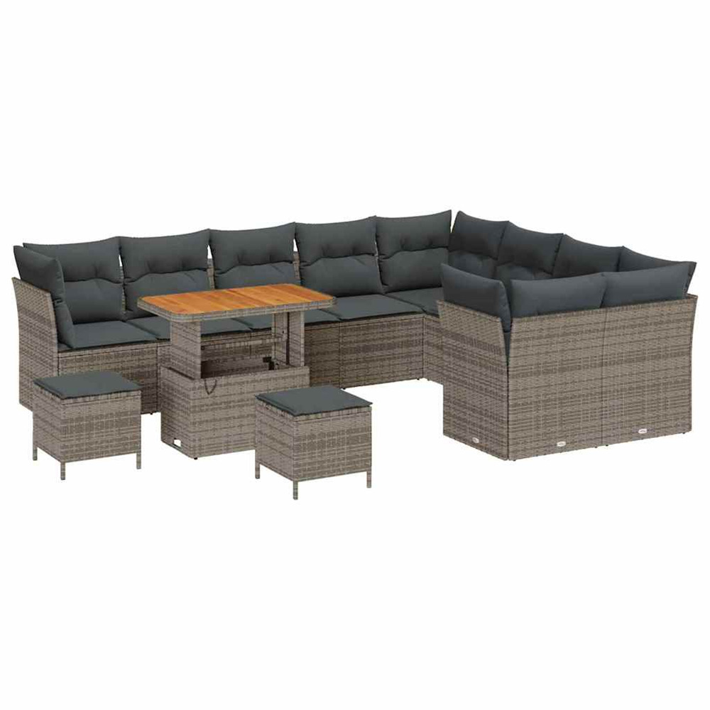 Ensemble de canapé de jardin avec coussin 12 pcs gris