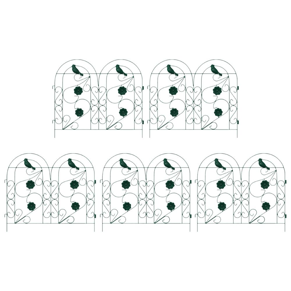 Clôture de jardin 5 pc acier vert