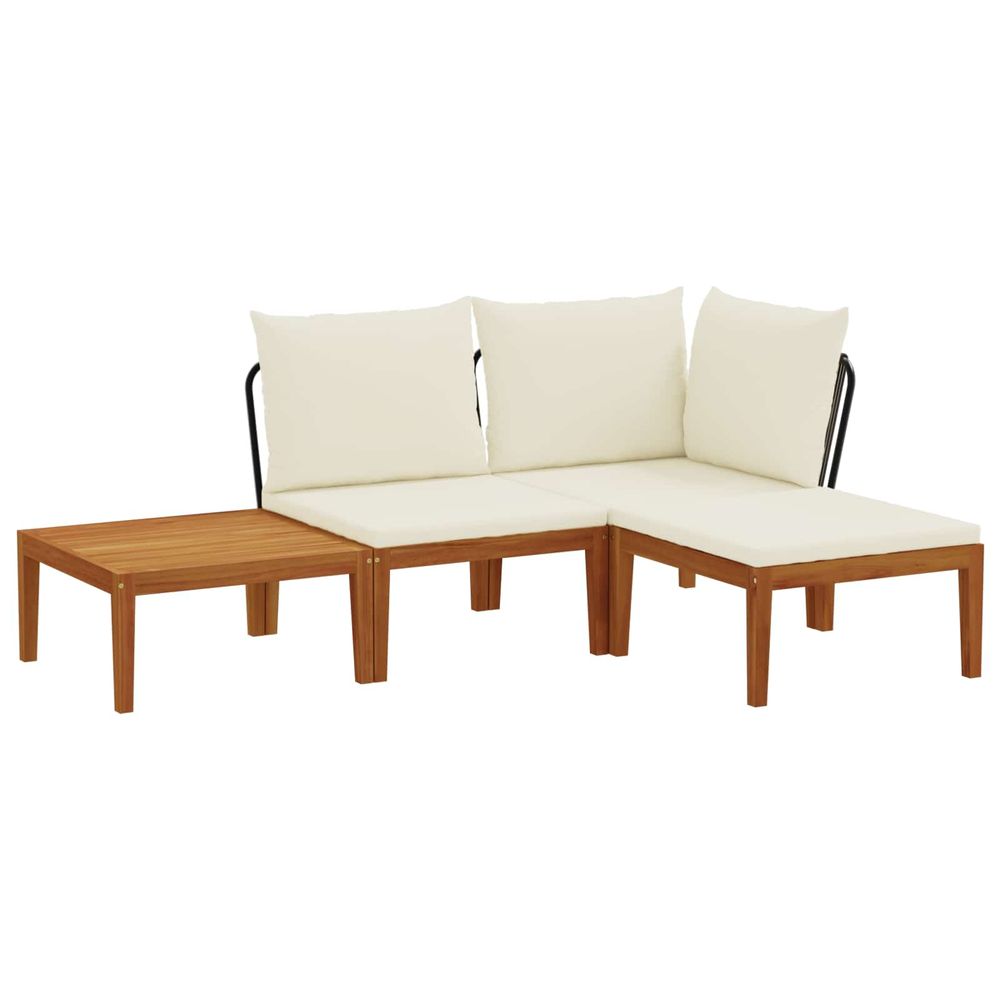 4 pc bois d'acacia massif et corde naturel