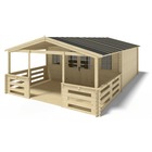 Abri de jardin en bois - 5x5 m - 40 m2 + terrasse avec balustrade et avant-toit en bois