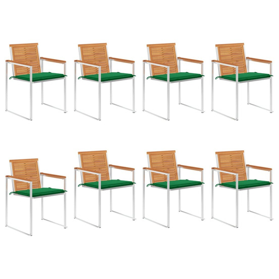 Chaises de jardin lot de 8 avec coussins bois d'acacia solide
