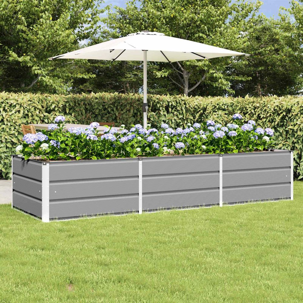 Très grand carré potager en acier 240x80x45 cm gris clair