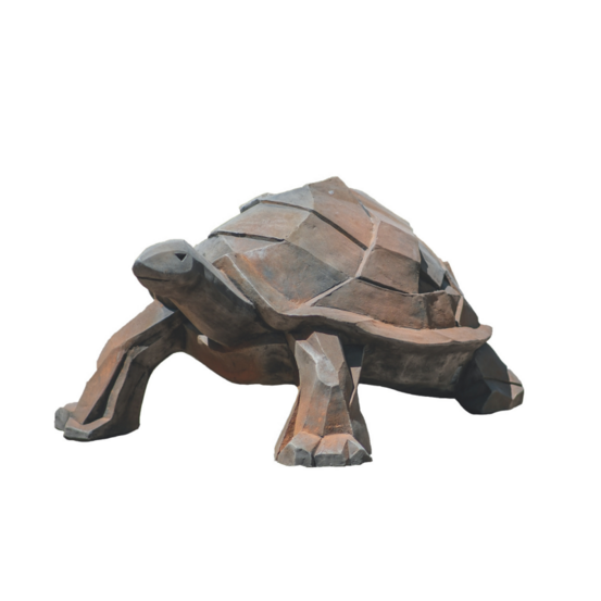 Sculpture jardin tortue - style cubique - h. 25 cm - gris