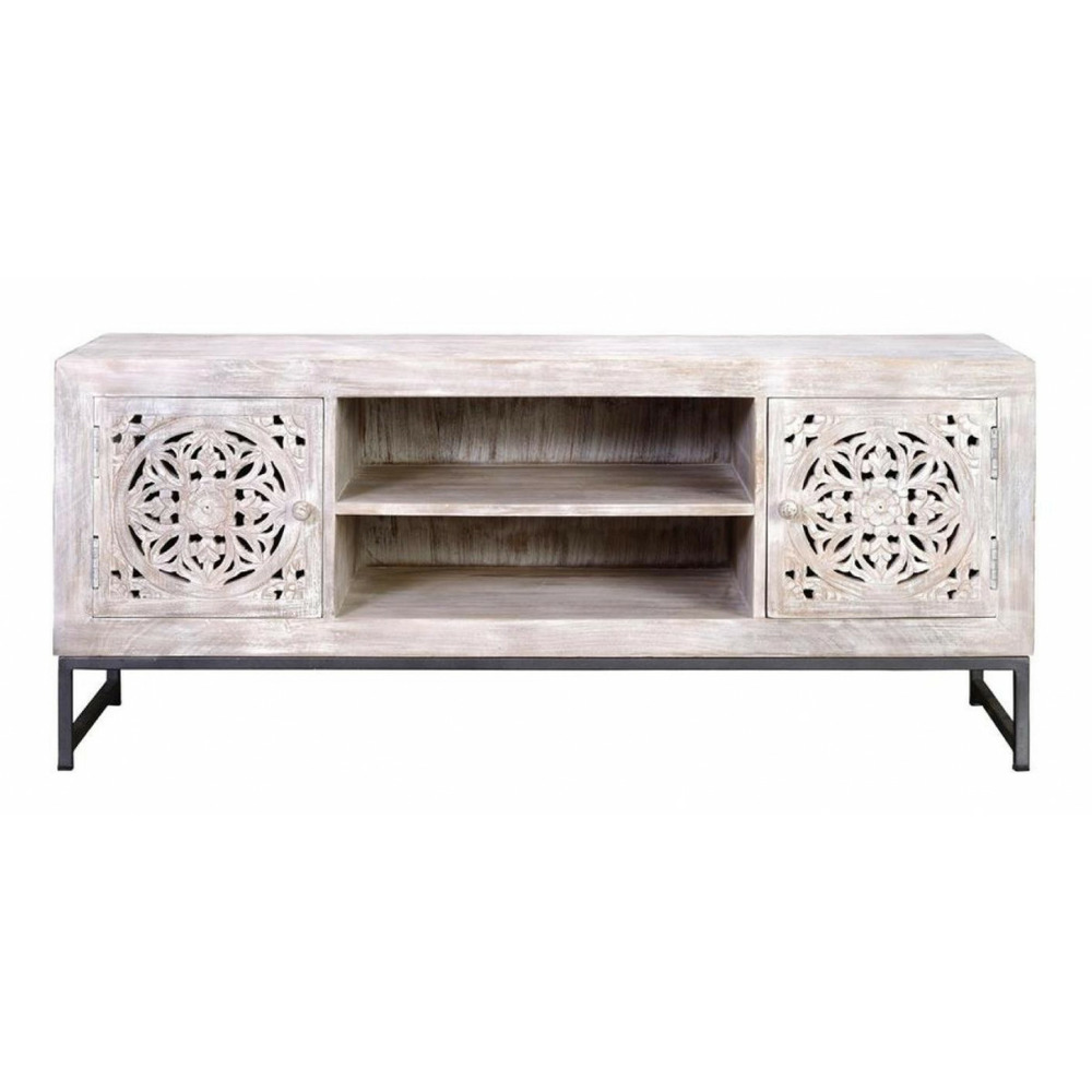 Meuble tv bois-fer blanc - poméline décoration d'autrefois