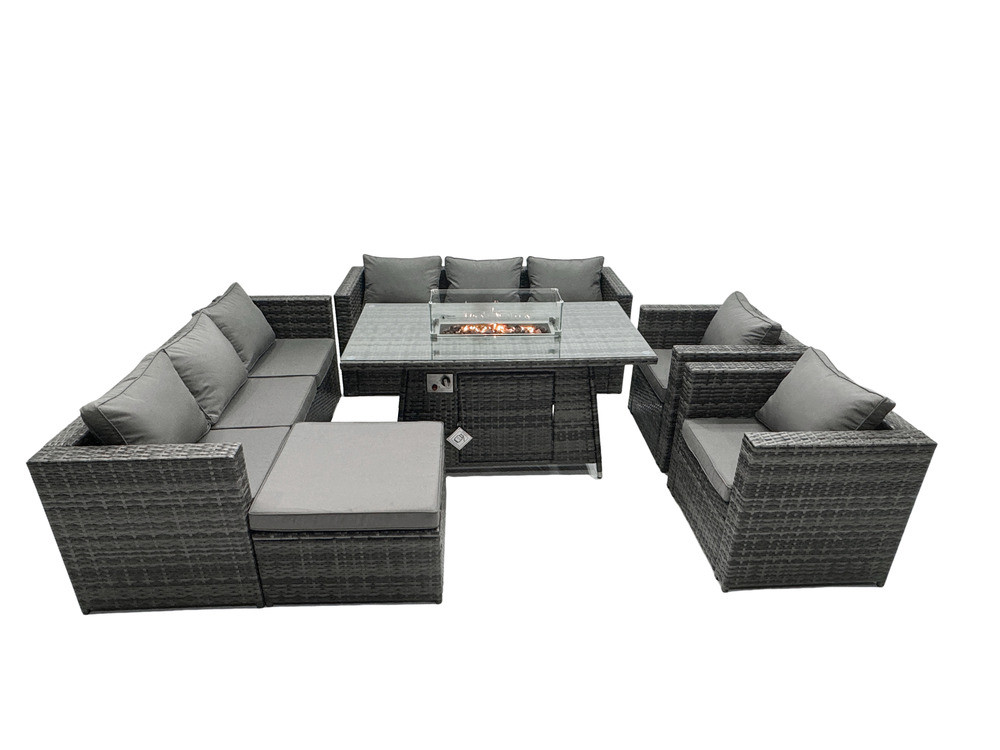 Salon de jardin table de foyer à gaz canapé lounge fauteuil avec arm fauteuil stools