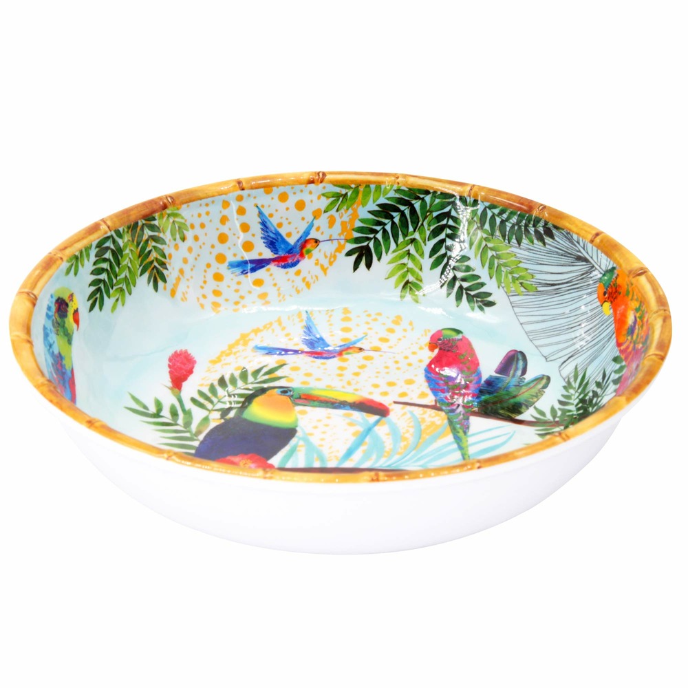 Grande assiette creuse en mélamine pure - 23 cm - toucans de rio