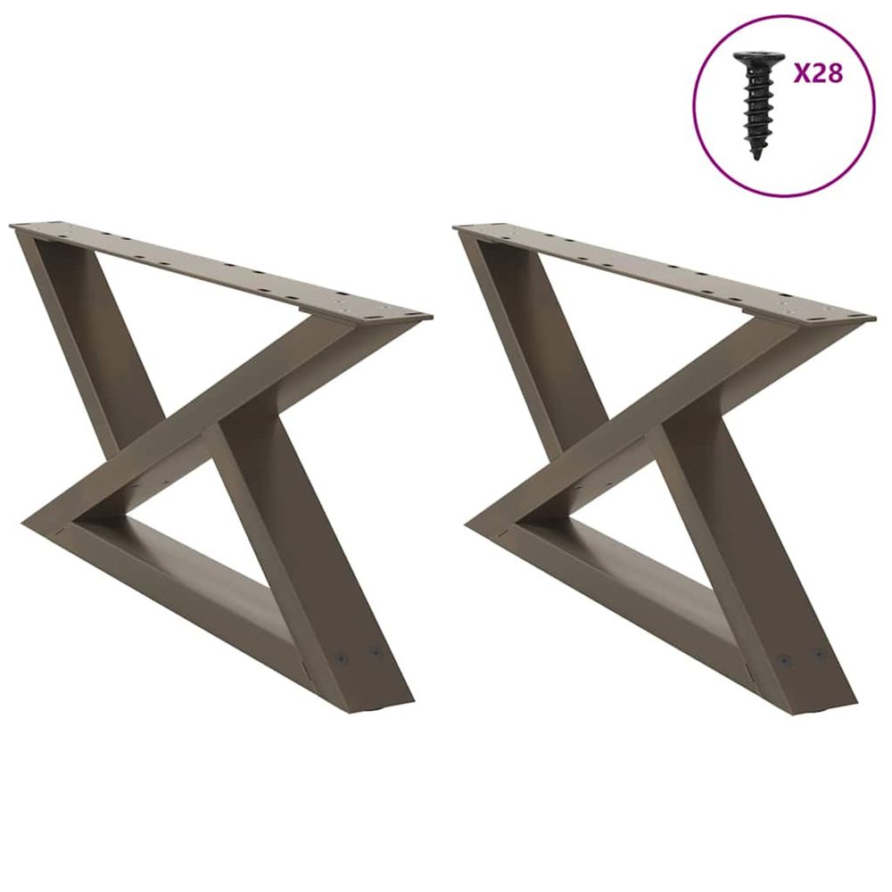 Pieds de table basse 2 pièces acier naturel 70 x (30-31,3) cm acier