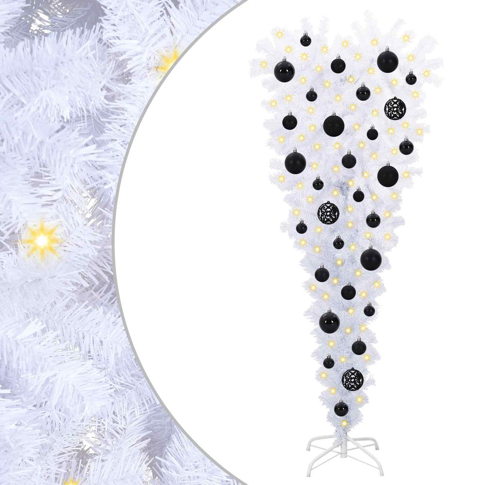 Sapin de noël artificiel avec 150 led blanc 120 cm pvc et acier
