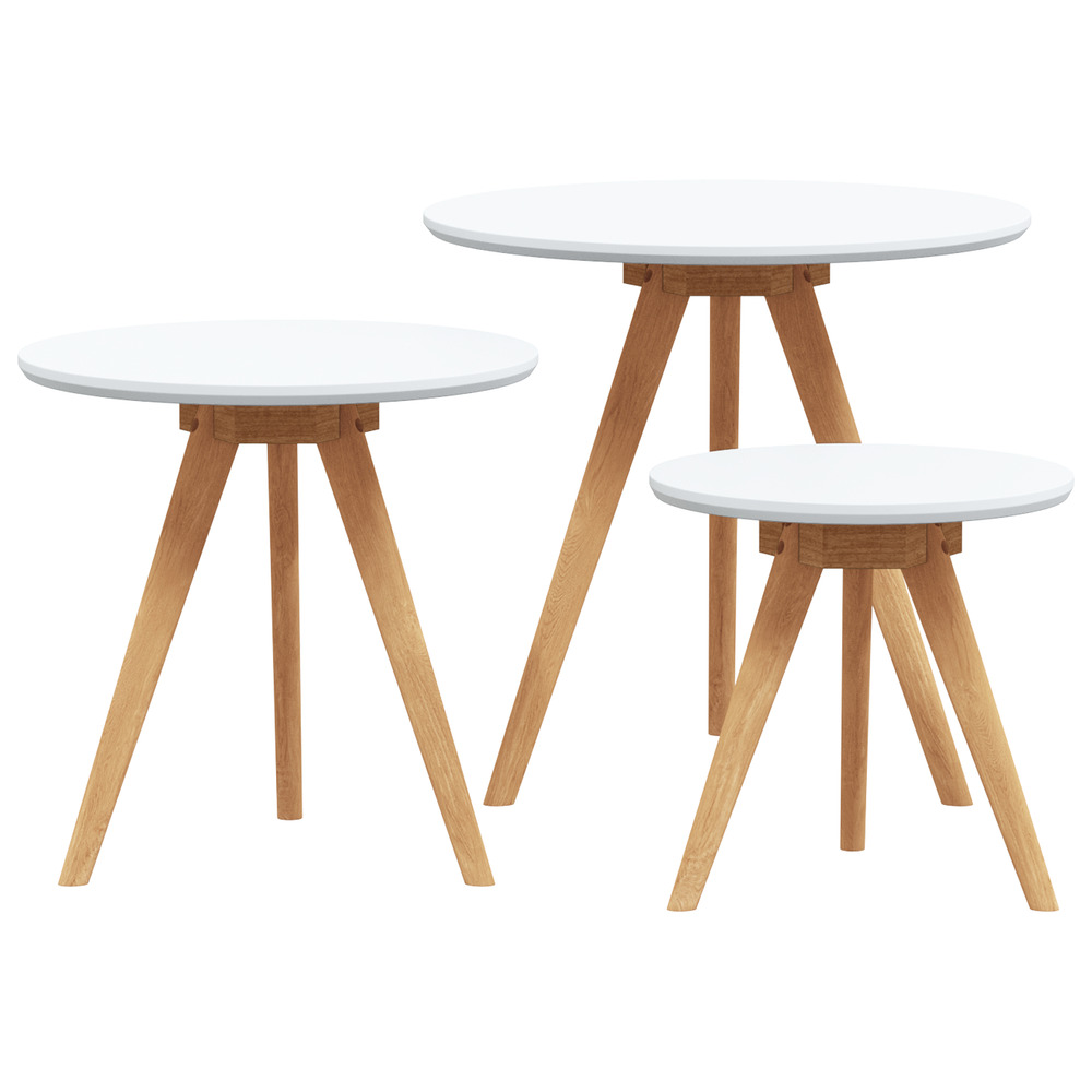 Ensemble de tables basses en bois massif noyer et bois d'ingénierie