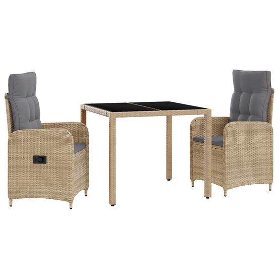 Ensemble de repas extérieur 3 pc beige et gris clair polyrotin