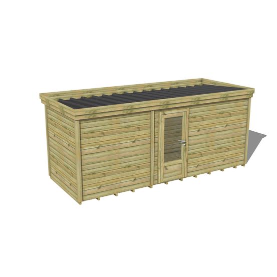 Abri de jardin bois pin traité autoclave 27mm - 5,495x2,14m / 12m2 - bac acier - plancher bois