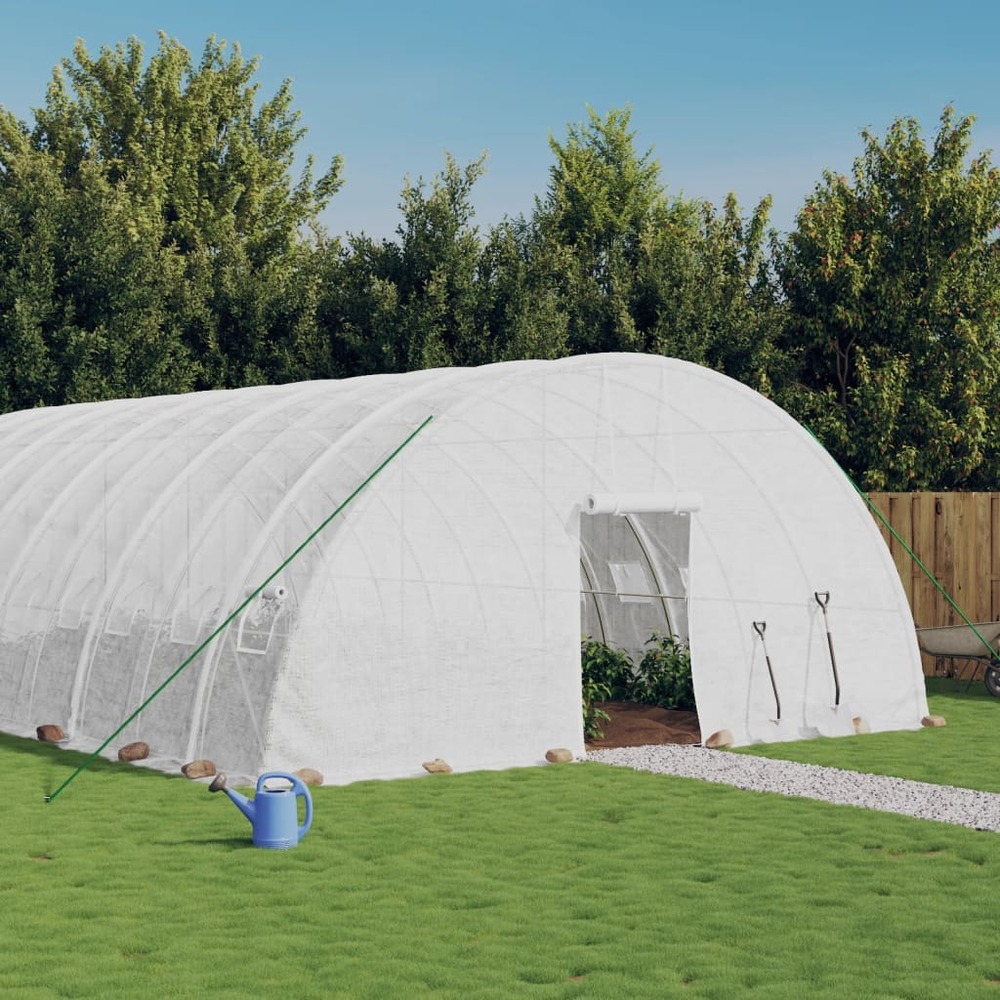 Serre avec cadre en acier blanc 108 m² 18x6x2,85 m